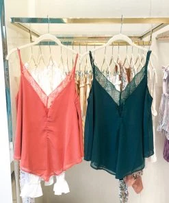 Wishlist Lace V-Neck Tank Top - Ginger Women's Clothing