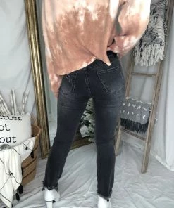 Risen Jeans Women's Clothing Bailey High Rise Black Distressed Girlfriend Jeans