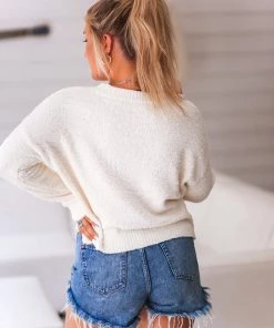 HYFVE Fuzzy Cream Crewneck Sweater