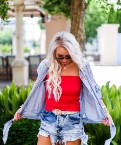 Zeanna Smocked Tube Top - Red Women's Clothing