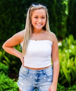 Zeanna Smocked Tube Top - White