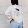 Blue B Ivory Rhinestone Fringe Denim Jacket