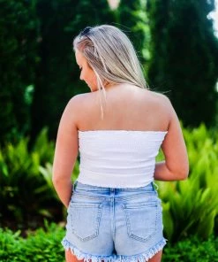 Zeanna Smocked Tube Top - White