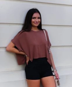 Mono B Black Textured High Waisted Biker Shorts