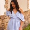 Le Lis Women's Clothing Criss Cross Baby Blue Romper 2 Le Lis Women's Clothing Criss Cross Baby Blue Romper
