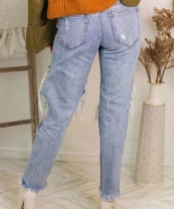 Cello Sadie Distressed Boyfriend Jeans Women's Clothing