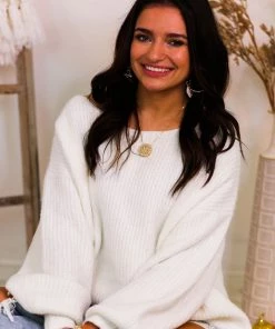 Listicle Cream Ribbed Knit Eyelash Sweater Women's Clothing