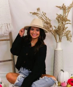 ACCITY Beige Panama Hat With Chain Belt Women's Clothing