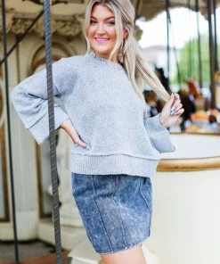 She & Sky Black Acid Wash Denim Mini Skirt