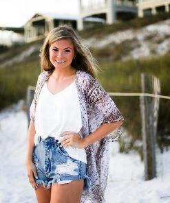 Urbanista Snakeskin Swimsuit Cover-Up With Silver Metallic Women's Clothing