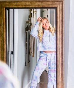 Reflex Blue And Pink Tie Dye Cropped Hoodie