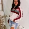 Listicle Multi Color Stripe Boatneck Sweater