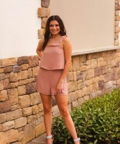 Le Lis Blush One Shoulder Knot Detail Romper