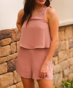 Le Lis Blush One Shoulder Knot Detail Romper