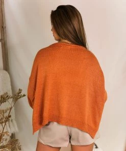 Listicle Orange Wide Neck Knit Sweater