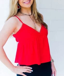 Newbury Kustom Red Baby Doll Tank Top With Bow Tie