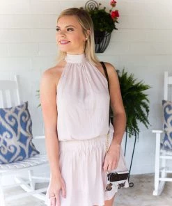 Do + Be Women's Clothing Mock Neck Ruched Waist Mini Dress