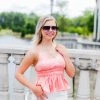 Entro Peach Silk Ruffle Tank