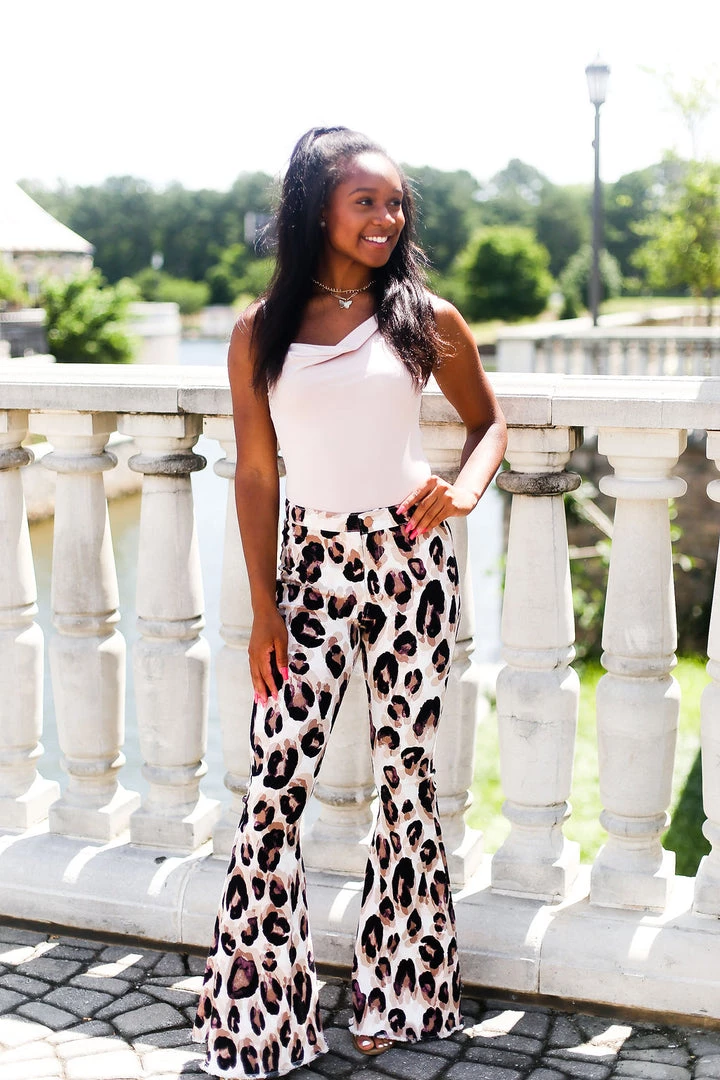Peach Love California Lavender Leopard Print Stretchy Super Flare Bell Bottoms Women's Clothing 7 Peach Love California Lavender Leopard Print Stretchy Super Flare Bell Bottoms Women's Clothing