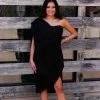Do + Be Black Drape Top Midi Dress Women's Clothing