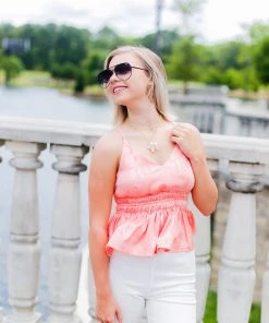 Entro Peach Silk Ruffle Tank