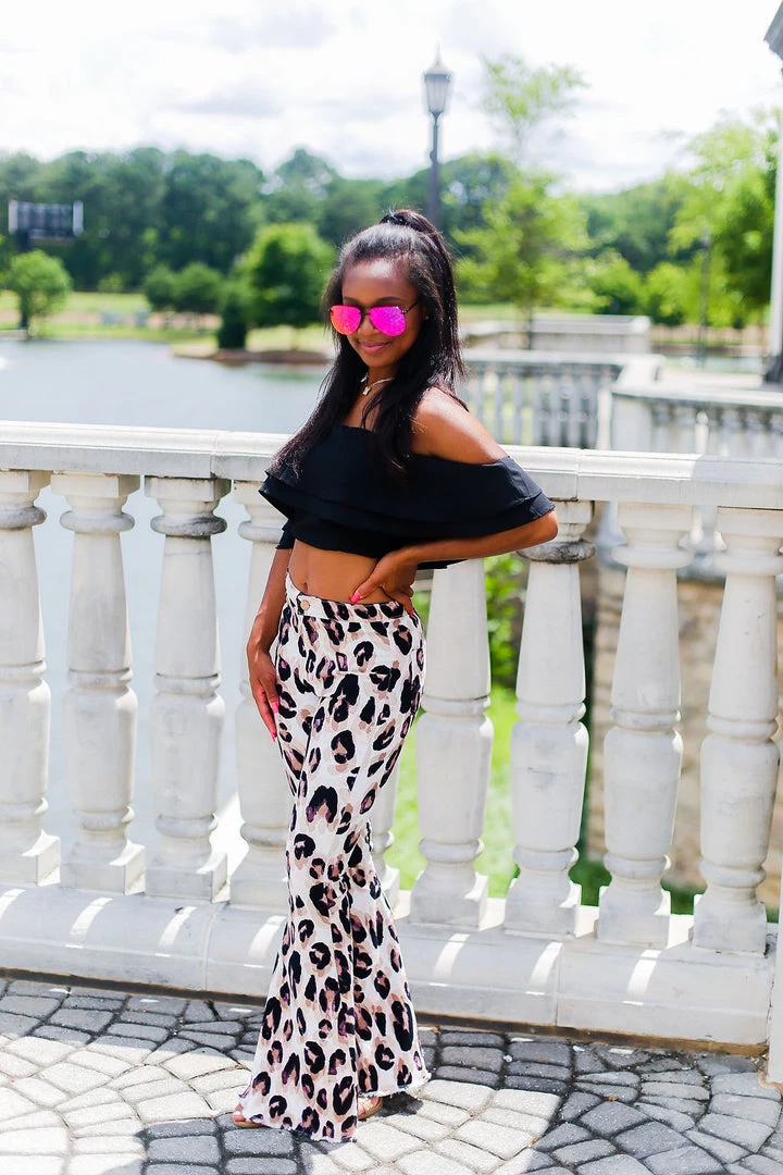 Peach Love California Lavender Leopard Print Stretchy Super Flare Bell Bottoms Women's Clothing 9 Peach Love California Lavender Leopard Print Stretchy Super Flare Bell Bottoms Women's Clothing