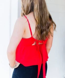 Newbury Kustom Red Baby Doll Tank Top With Bow Tie