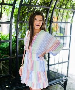 Entro Women's Clothing Multicolor Smocked Dress