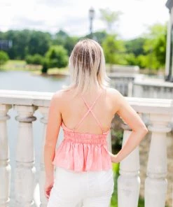 Entro Peach Silk Ruffle Tank