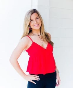 Newbury Kustom Red Baby Doll Tank Top With Bow Tie