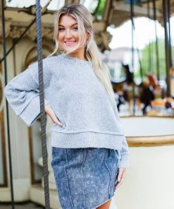 She & Sky Black Acid Wash Denim Mini Skirt