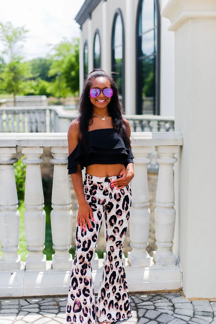 Peach Love California Lavender Leopard Print Stretchy Super Flare Bell Bottoms Women's Clothing 8 Peach Love California Lavender Leopard Print Stretchy Super Flare Bell Bottoms Women's Clothing