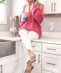 POL Lovely Day Pink Eyelash Knit Sweater