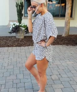 Mustard Seed Wild Whereabouts Leopard Drawstring Shorts Women's Clothing