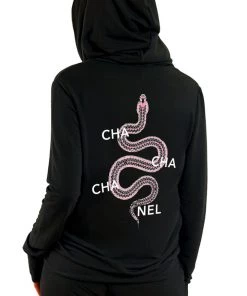 LA Trading Co Women's Clothing Black Cha Cha Snake Zip Up Hoodie
